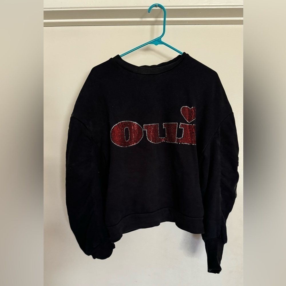 Kooples Strass Puff Sleeve Fleece OUI